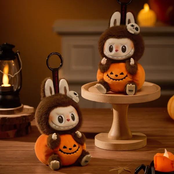 Pop Mart Labubu Happy Halloween Party Series-Sitting Pumpkin Vinyl Plush Pendant