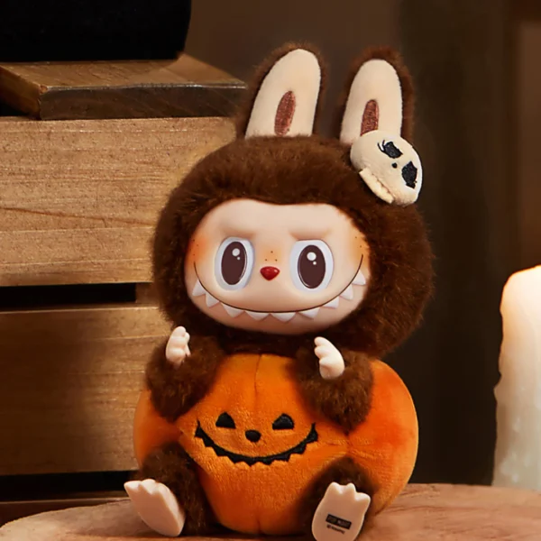 Pop Mart Labubu Happy Halloween Party Series-Sitting Pumpkin Vinyl Plush Pendant